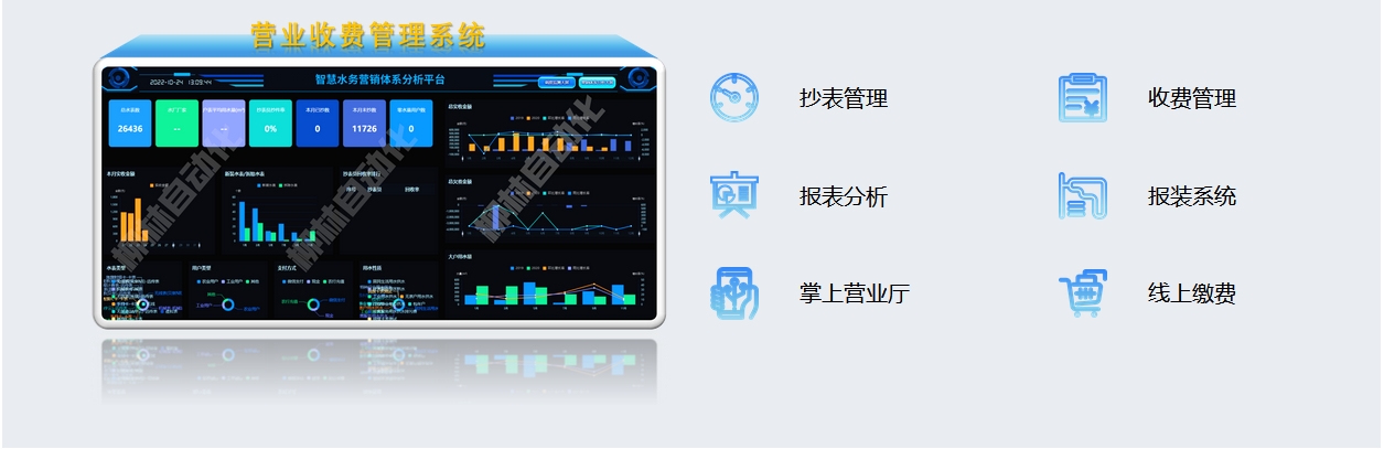 營業收費管理系統：抄表管理、收費管理、報表分析、報裝系統、掌上營業廳、線上繳費